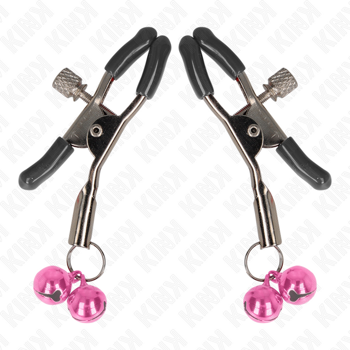 Kink - Pinzas Para Pezones Con Doble Campanilla Rosa 6 Cm