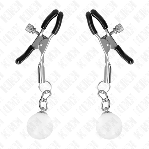 Kink - Pinzas Para Pezones Plateadas Con Colgante De Vidrio 6 Cm