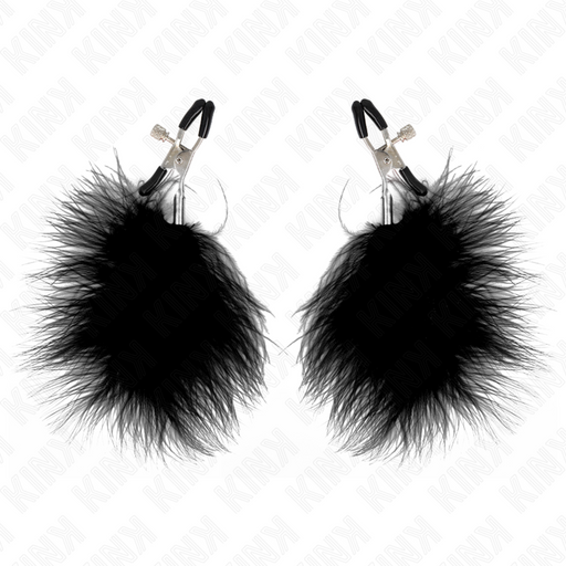 Kink - Pinzas Para Pezones Con Pluma Negro 7 Cm