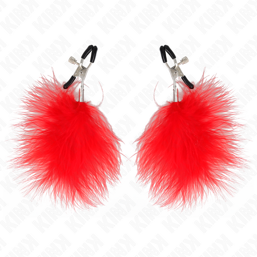 Kink - Pinzas Para Pezones Con Pluma Rojo 7 Cm