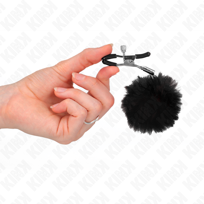 Kink - Pinzas Para Pezones Con Pompón Negro 6 Cm
