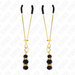 Kink - Pinzas Para Pezones Dorada Fina Con Triple Bola De Vidrio Negro 7 Cm