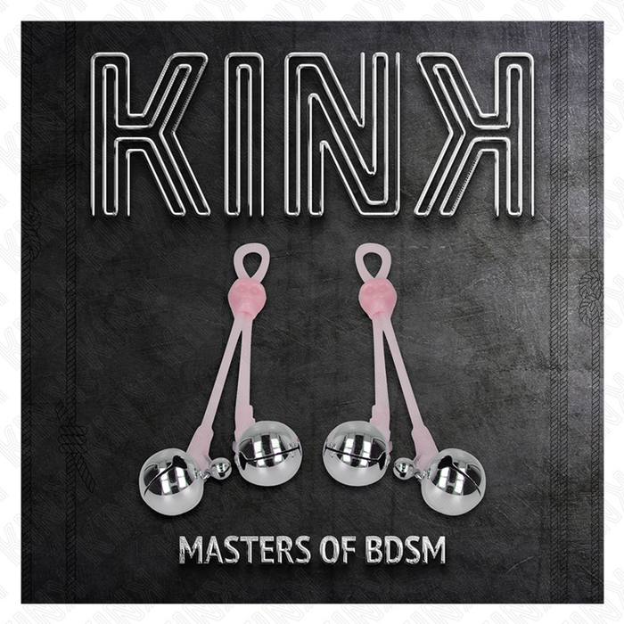 Kink - Pinzas Para Pezones Luminosas Forma Calabera Con Cascabel Sonoro Ajustable Rosa / Plateado