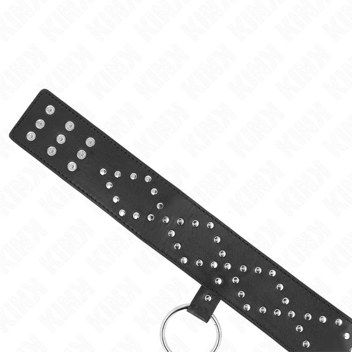 Kink - Collar Con Correa 65 Cm Con Tachuelas Plateadas Modelo 3 Ajustable 36-43 Cm X 5 Cm