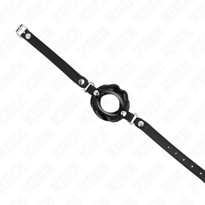 Kink - Mordaza Labial 8 Cm Con Correa De Polipiel Negro 63 X 2 Cm Ajustable 39-58 Cm