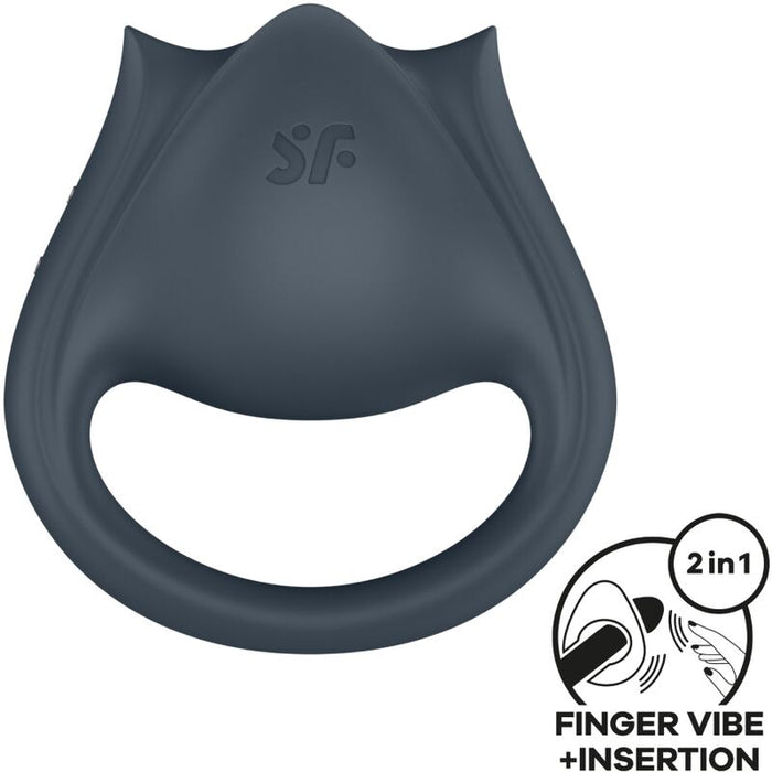 Satisfyer - Perfect Pair 2 Multivibrador 2 En 1 Anillo Para Pene & Estimulador De Dedo Gris