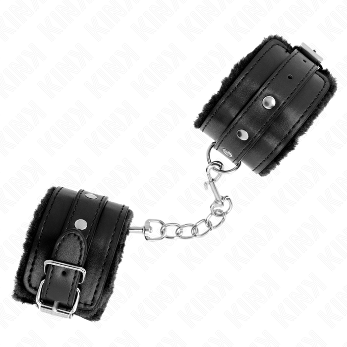 Kink - Muñequeras Forradas Premium Negro Con Correa Negro Ajustable 17-29 Cm X 6 Cm