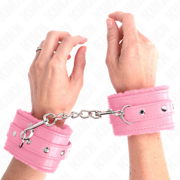 Kink - Muñequeras Forradas Premium Rosa Con Correa Rosa Ajustable 17-29 Cm X 6 Cm