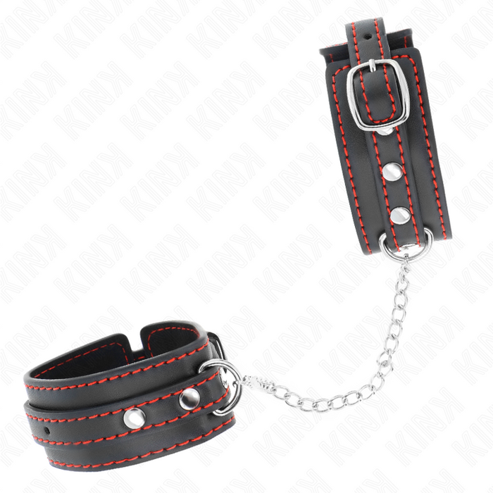 Kink - Muñequeras Pequeña Negro Con Detalles En Rojo Ajustable 14-24 Cm X 3.5 Cm