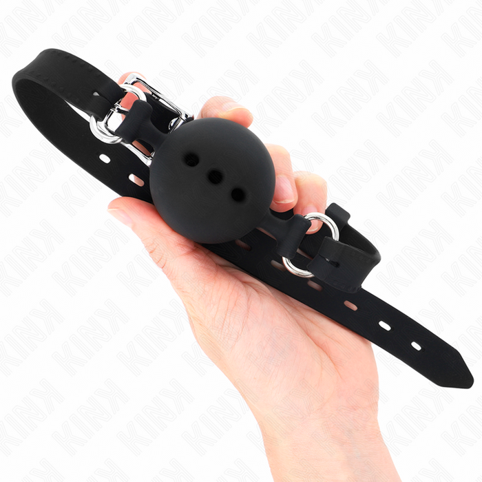 Kink - Mordaza 55 X 2 Cm De Bola 4.5 Cm De Silicona Completa Talla M Negro Ajustable 35-51 Cm