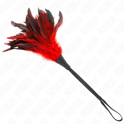 Kink - Plumas De Pollo Para Cosquillas Con Forma Cuerno De Criada Rojo 36 Cm