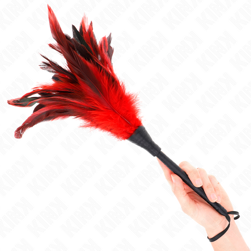 Kink - Plumas De Pollo Para Cosquillas Con Forma Cuerno De Criada Rojo 36 Cm