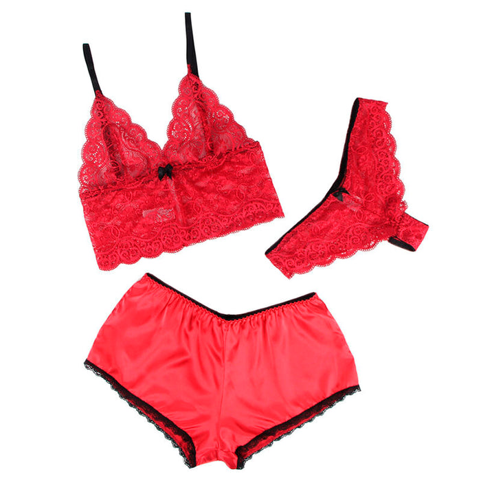 Subblime - 953904 Set 3 Piezas Encaje Y Saten Rojo L/xl