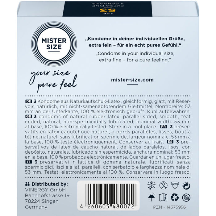 Mister Size - Preservativos Talla M 53 Mm (3 Unidades)