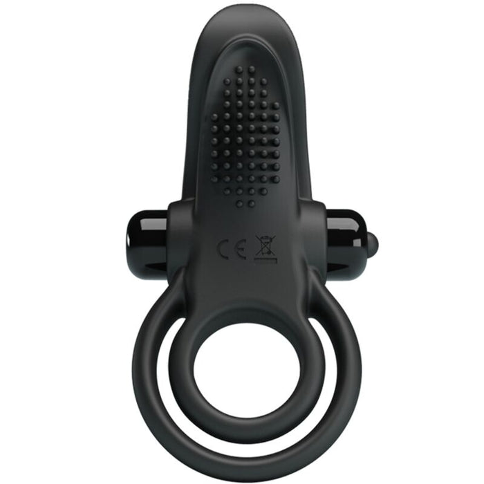 Pretty Love - Doble Anillo Vibrador + Estimulador Clítoris 10 Vibraciones Negro