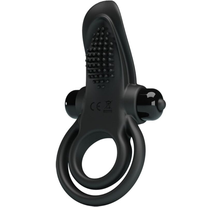 Pretty Love - Doble Anillo Vibrador + Estimulador Clítoris 10 Vibraciones Negro