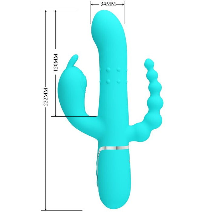 Pretty Love - Cammy Triple Vibrador Rabbit Multifunción 4 En 1 Azul
