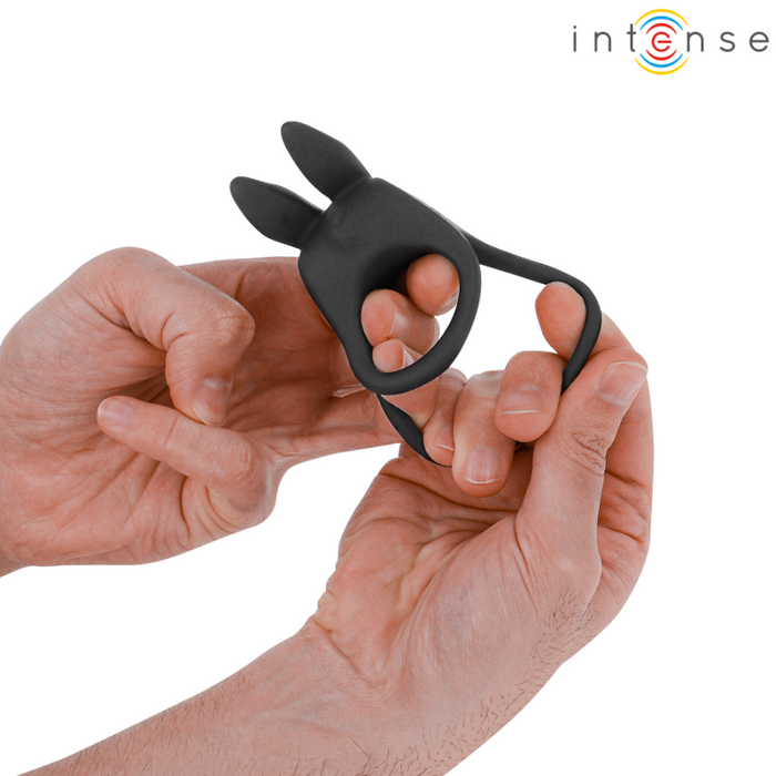 Intense - Sam Anillo Doble Vibrador Pene 10 Vibraciones Negro
