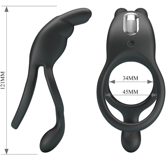 Pretty Love - Seth Doble Anillo Vibrador Rabbit 7 Vibraciones Negro