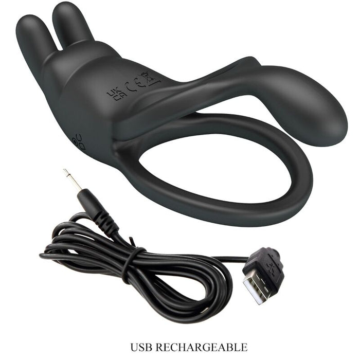 Pretty Love - Seth Doble Anillo Vibrador Rabbit 7 Vibraciones Negro