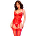 Chilirose - Cr 4845 Corset Y Medias Rojo L