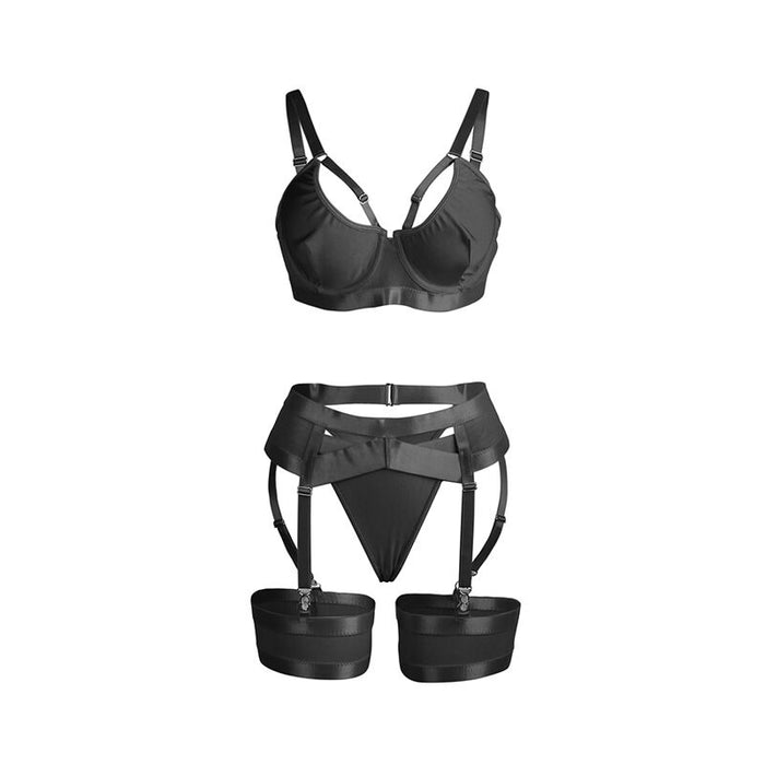 Subblime - 955236 Set Sujetador Con Liguero Bondage Negro S/m