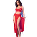 Chilirose - Cr 4850 Set Top Rojo Y Leggins Con Complementos Dorados S