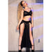 Chilirose - Cr 4672 Top Negro Falda Y Tanga Con Cadenas Doradas M