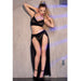 Chilirose - Cr 4672 Top Negro Falda Y Tanga Con Cadenas Doradas M