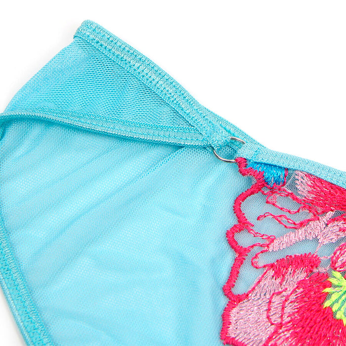Subblime - 957650 Conjunto Sujetador Y Liguero Con Bordados De Flores Rosas L/Xl