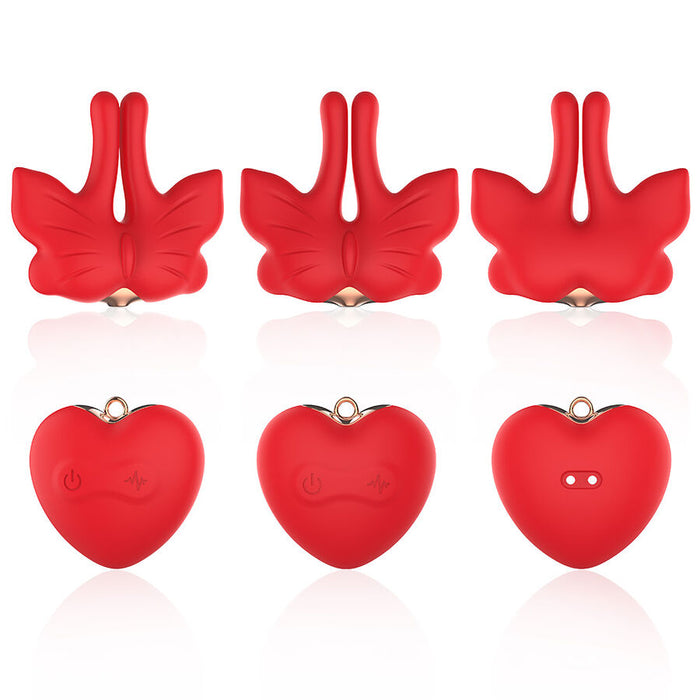 Armony - Pinzas Para Pezones Magnética Con Vibración Forma Mariposa Rojo