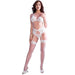 Chilirose - Cr 4862 Set Sujetador, Liguero, Tanga Y Medias De Encaje Blanco M