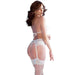 Chilirose - Cr 4862 Set Sujetador, Liguero, Tanga Y Medias De Encaje Blanco S