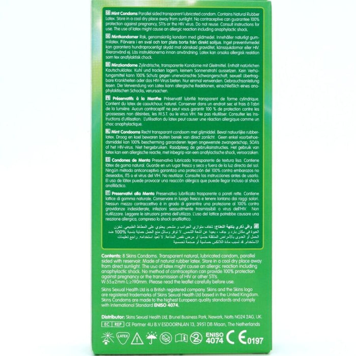 Skins - Preservativos Premium Sabor Menta Pack 8