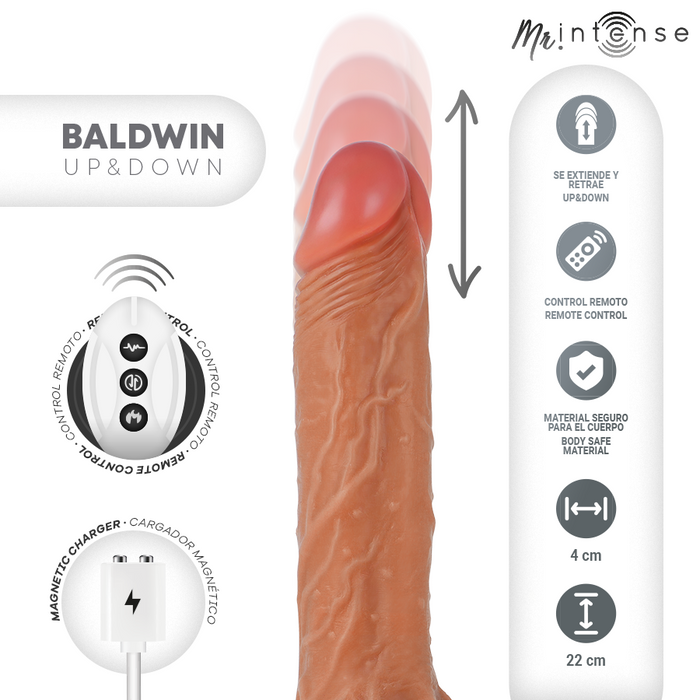 Mr Intense - Baldwin Realistico Multifunción Con Vibración Up And Down Control Remoto 22 Cm -O- 4 Cm
