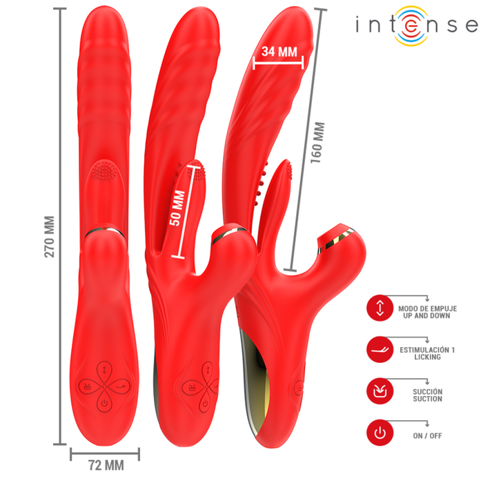Intense - Karol Vibrador Multifunción Empuje & Estimulación & Succión Rojo