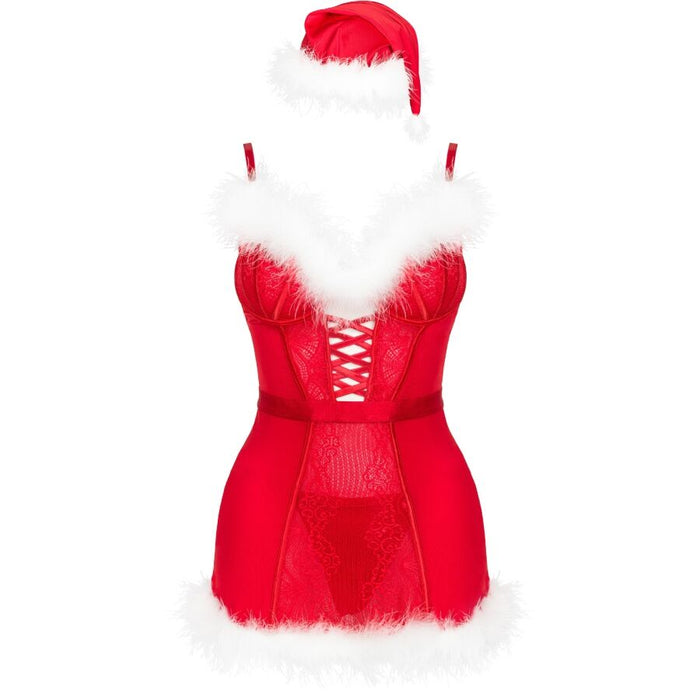 Livco Corsetti Fashion - Agethe Lc 90607 Camisa + Tanga + Gorro Navideño L/xl