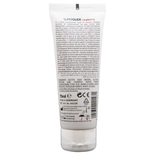 Hot - Superglide Lubricante Comestible Base Agua Frambuesa 75 Ml