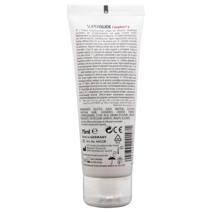 Hot - Superglide Lubricante Comestible Base Agua Frambuesa 75 Ml