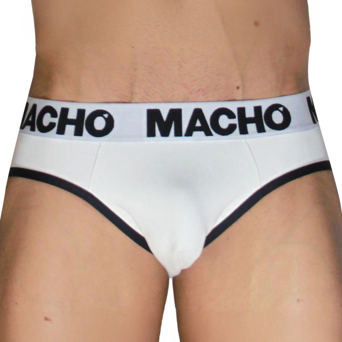 Macho - Mch006 Slip Clásico Blanco + Negro L
