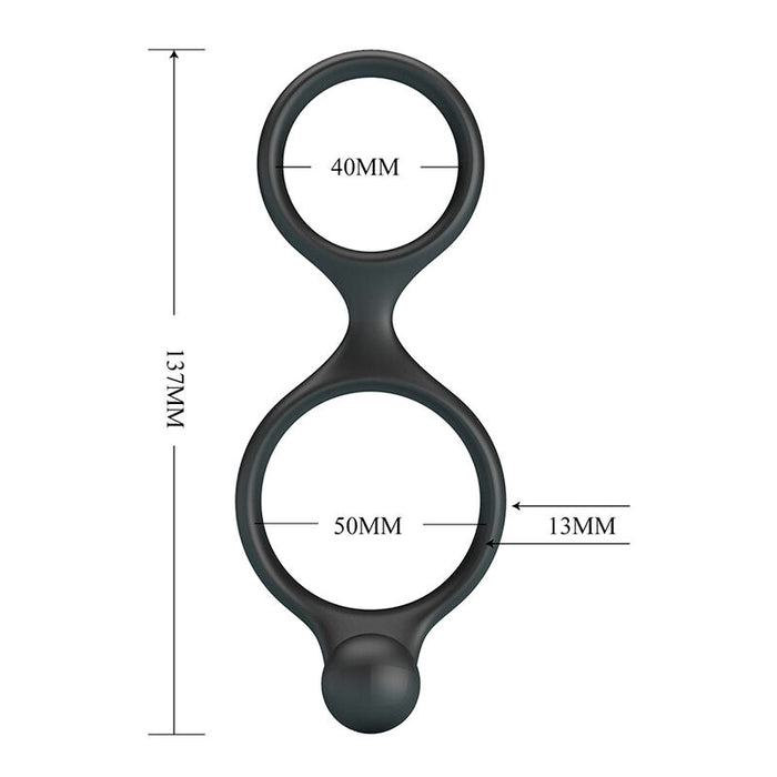 Crazy Bull - Florian Anillo Doble Para Pene Y Testículos Silicona Negro