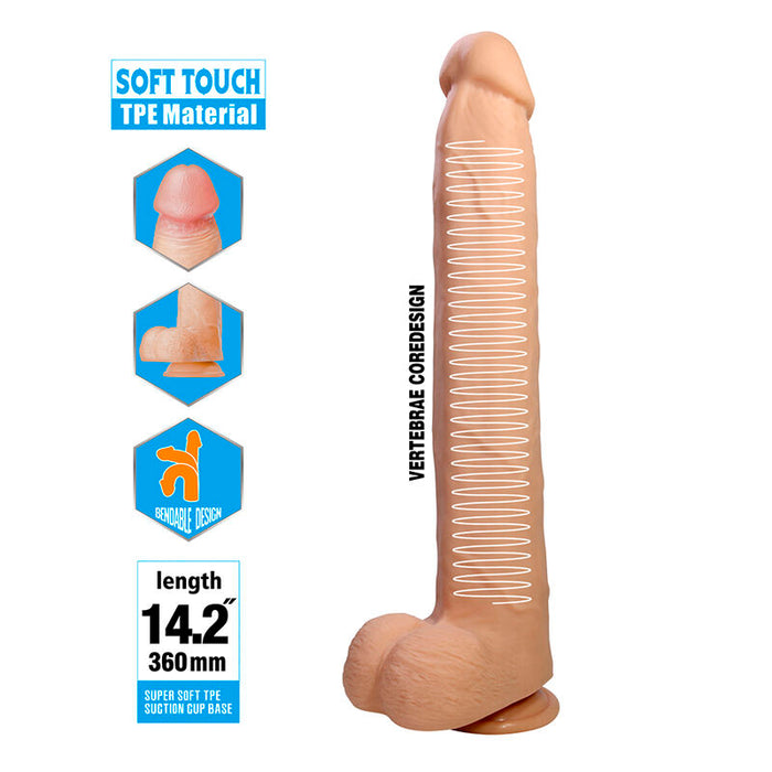 Pretty Love - Dany Dildo Realístico Flexible Con Ventosa 36 Cm -ø- 5,6 Cm