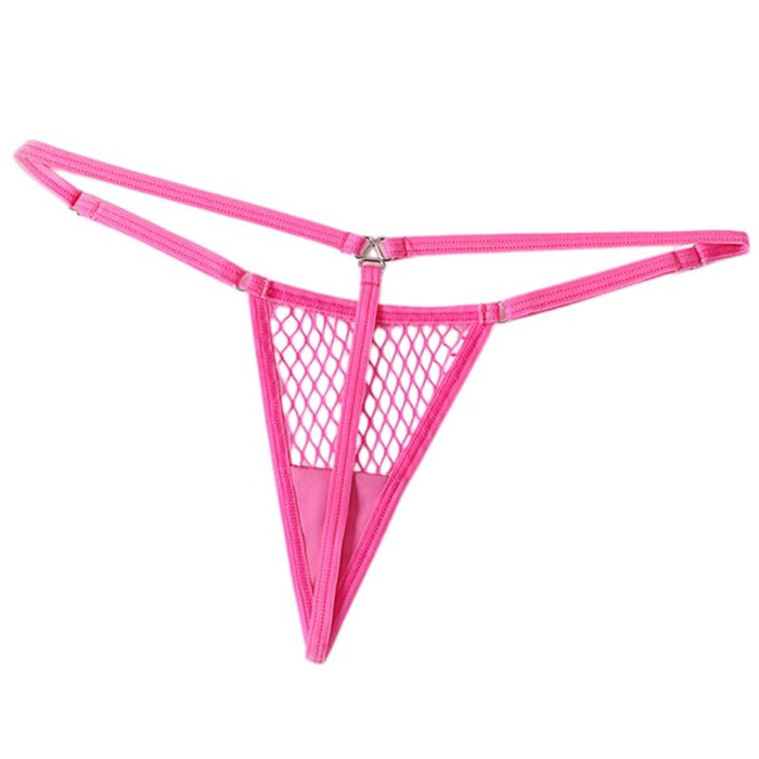 Chilirose - Cr 4856 Micro Tanga Rejilla Rosa Neón L/Xl