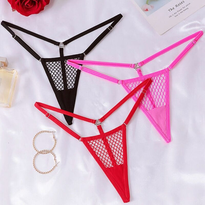 Chilirose - Cr 4856 Micro Tanga Rejilla Rojo L/xl