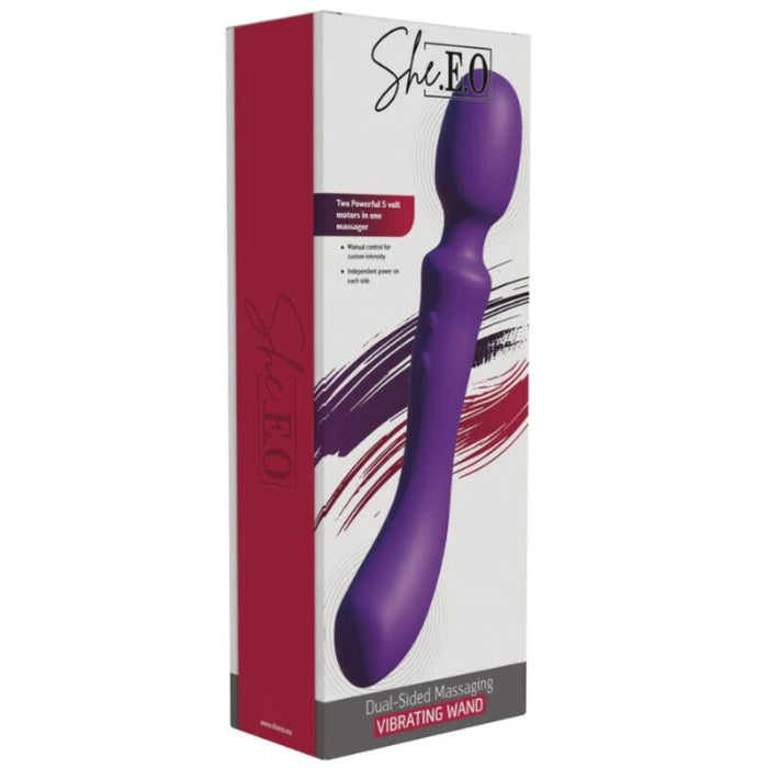 She.e.o - Wand Masajeadora Vibradora De Doble Extremo Morada