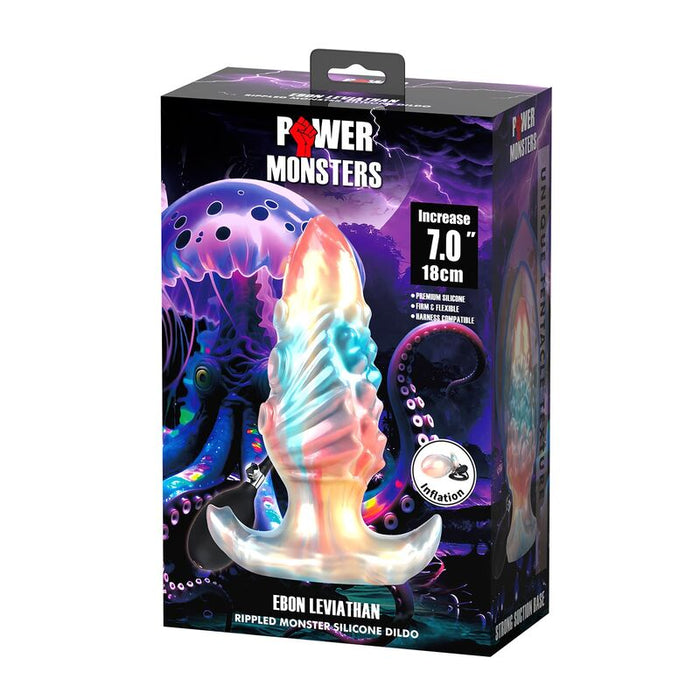 Power Monsters - Ebon Leviathan Plug Anal Hinchable Fantasía Tricolor 18 Cm