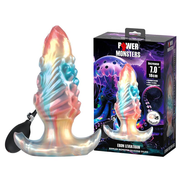 Power Monsters - Ebon Leviathan Plug Anal Hinchable Fantasía Tricolor 18 Cm