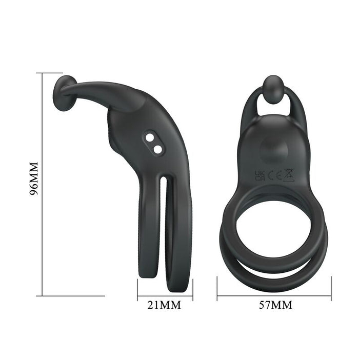 Pretty Love - Goodwin Anillo Vibrador Doble Para Pene Recargable Negro