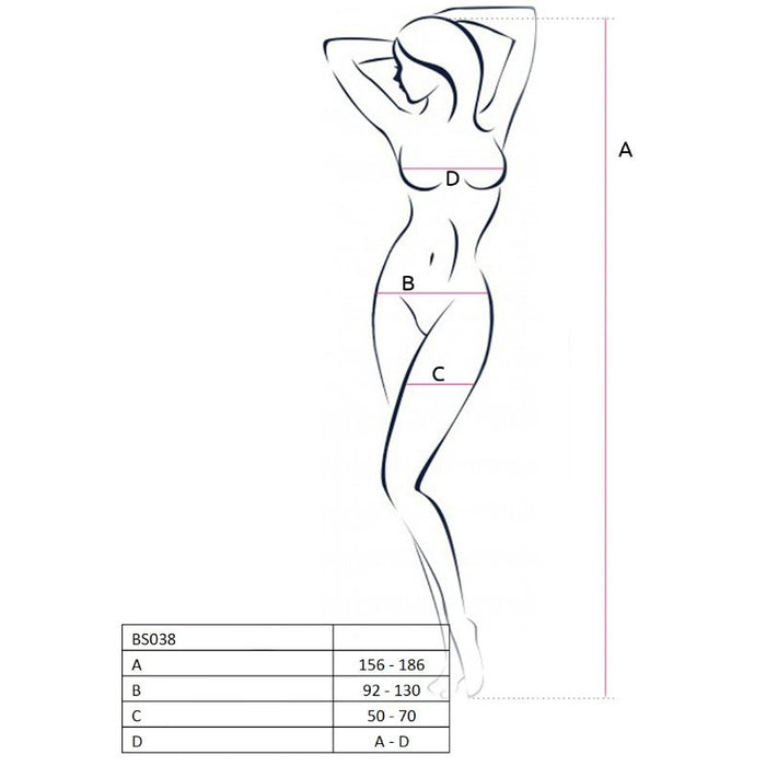 Passion - Woman Bs038 Bodystocking Blanco Talla Única