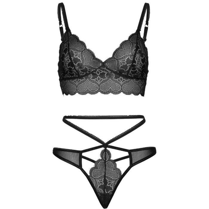Leg Avenue - Set 2 Piezas Con Tanga Doble Tiranta M/L Negro